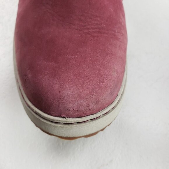 LL Bean Mountainside Toggle Boots Womens 10 Red Nubuck Leather Ankle Pull On - Picture 9 of 13